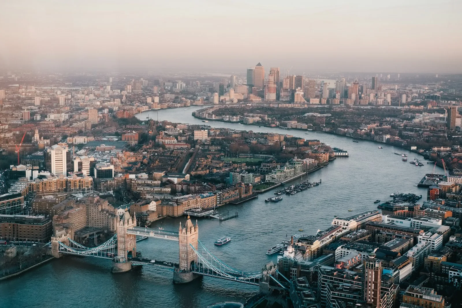 London skyline at dusk — Xamun's UK office sits in Fitzrovia, central London